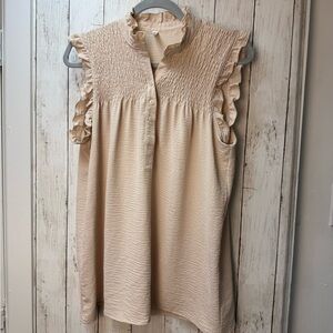 ePretty Beige Ruffle Blouse